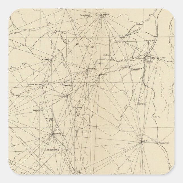Triangulation Map Colorado Quadratischer Aufkleber (Vorderseite)