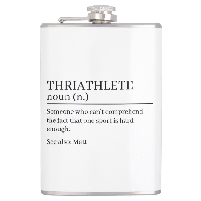 Triathlet Definition Geschenk, Namensdefinition Flachmann (Vorderseite)