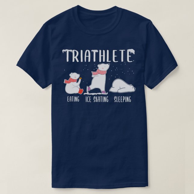 Triathlete Eating Ice Skaten Sleeping Polar Bär T-Shirt (Design vorne)