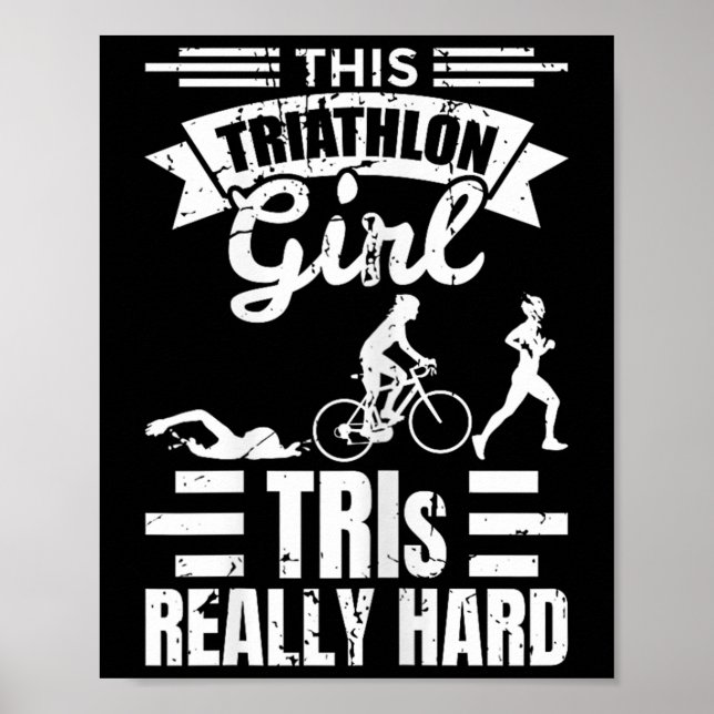 Triathlete Girls Funny Triathlon  Poster (Vorne)