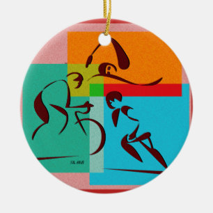 Triathlete neue Farbverzierung Keramik Ornament