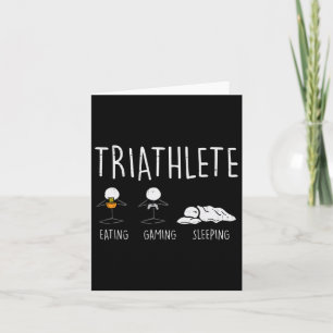 Triathlete Stickman Eat Video Game Sleep Funny Gam Karte