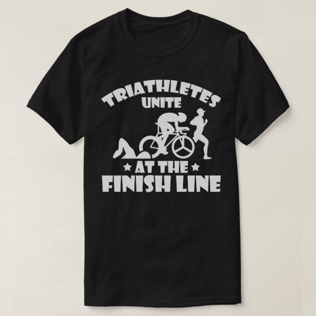 Triathleten vereinigen sich auf der Finish Line Tr T-Shirt (Design vorne)