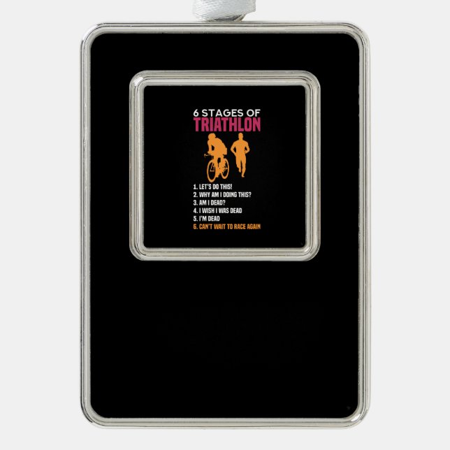 Triathlon - 6 Bühnen Triathlon Rahmen-Ornament Silber (Vorderseite)