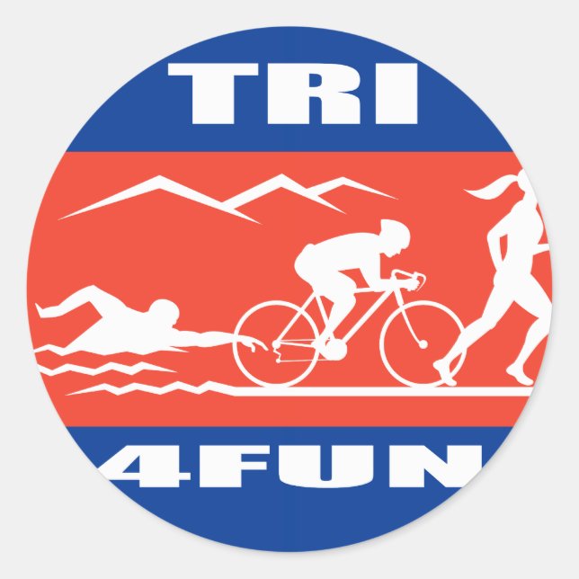 Triathlon-Athleten schwimmen Rad laufen Rennen tri Runder Aufkleber (Vorderseite)