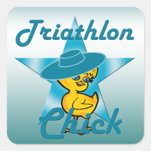 Triathlon Chick #7 Quadratischer Aufkleber