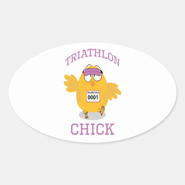 Triathlon Chick Ovaler Aufkleber (Vorderseite)