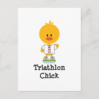 Triathlon Chick Postcard Postkarte