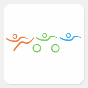 Triathlon cool und einzigartig Design Quadratischer Aufkleber