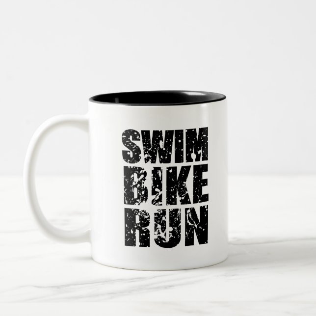 Triathlon-cooles Logo für alle Sportliebhaber Zweifarbige Tasse (Links)
