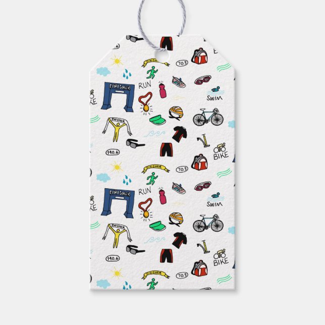 Triathlon Doodles Gift Tags Geschenkanhänger (Vorderseite)
