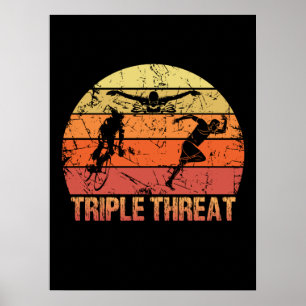 Triathlon-Dreifach-Bedrohung Vintag Poster