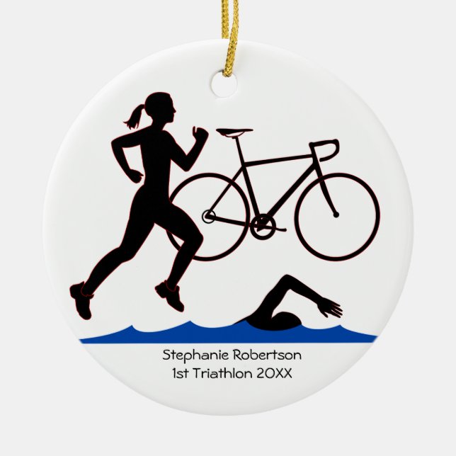 Triathlon Female Keepake Keramikornament (Vorne)