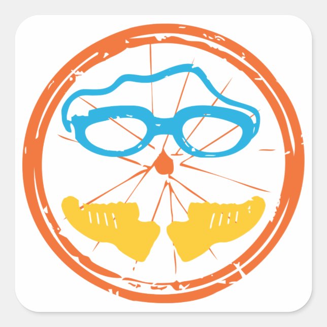 Triathlon Fun Design Quadratischer Aufkleber (Vorderseite)