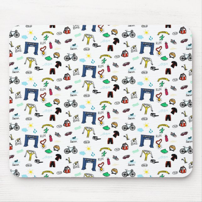 Triathlon-Gekritzel Mousepad (Vorne)