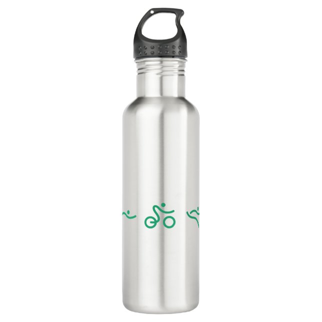 Triathlon Green Logo Edelstahlflasche (Vorderseite)