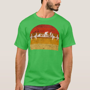 Triathlon Heartbeat Retro Vintag Grunge T-Shirt