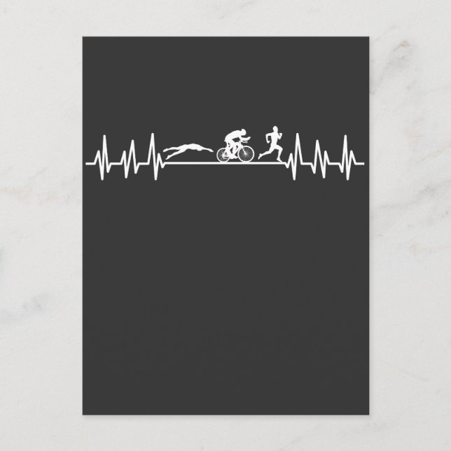 Triathlon heartbeat Sportman Bike Swim Run Athlet Postkarte (Vorderseite)