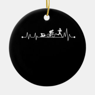 TRIATHLON HEARTBEAT T SHIRT KERAMIK ORNAMENT