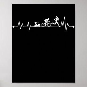 TRIATHLON HEARTBEAT T SHIRT POSTER