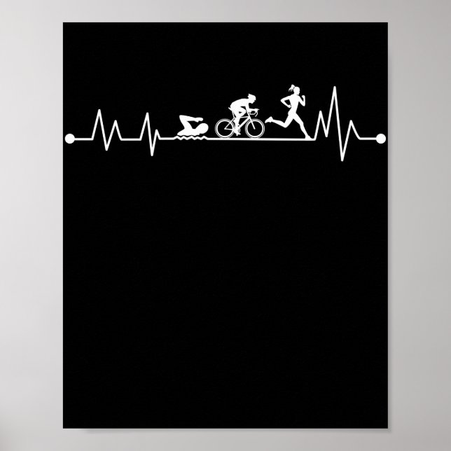 TRIATHLON HEARTBEAT T SHIRT POSTER (Vorne)