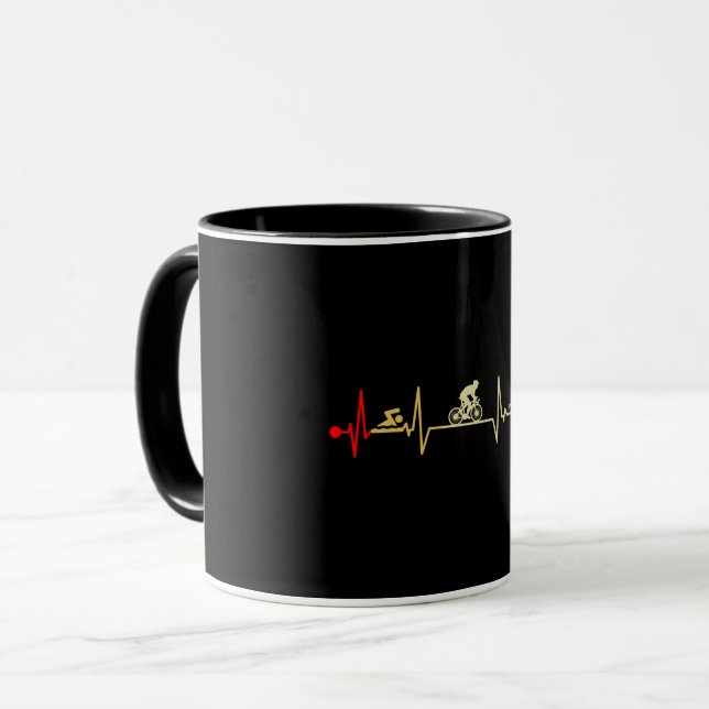 Triathlon Heartbeat Vintage Tasse (Vorderseite Links)