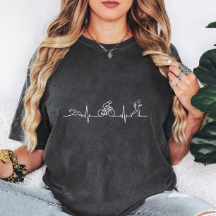 Triathlon Herzschlag EKG Schwimmen Fahrrad Laufen T-Shirt
