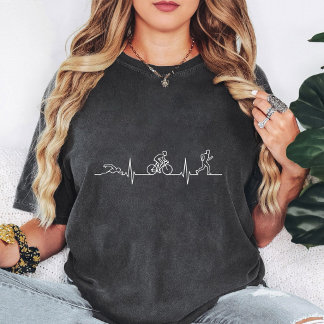 Triathlon Herzschlag EKG Schwimmen Fahrrad Laufen T-Shirt