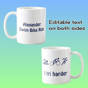 Triathlon individuelle Name und Textspass Sport Kaffeetasse