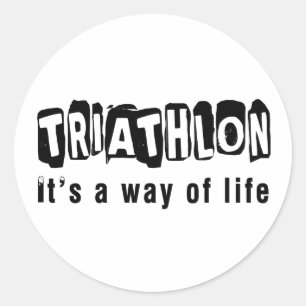 Triathlon ist es eine Lebensart Runder Aufkleber