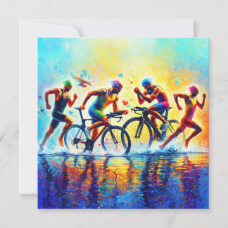 Triathlon-Kissen für Sportbegeisterte Feiertagskarte