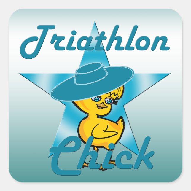 Triathlon-Küken #7 Quadratischer Aufkleber (Vorderseite)