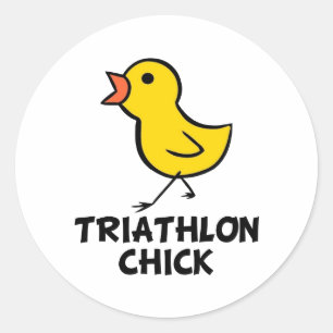 Triathlon-Küken-Aufkleber Runder Aufkleber