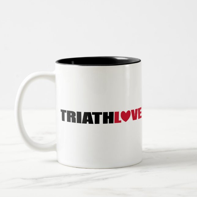 Triathlon-Liebe für Schwimmer, Radfahrer und Läufe Zweifarbige Tasse (Links)