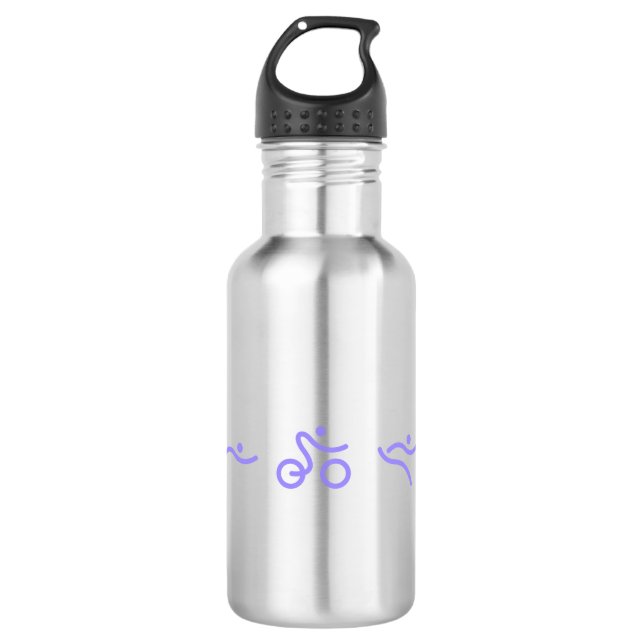 Triathlon-lila Logo Edelstahlflasche (Vorderseite)