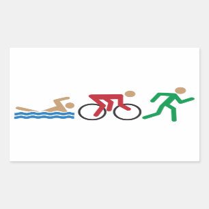 Triathlon-Logo-Symbole in Farbaufkleber Rechteckiger Aufkleber