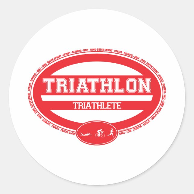 Triathlon Oval Runder Aufkleber (Vorderseite)