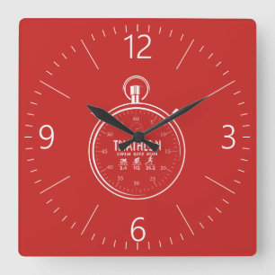 Triathlon Quadratische Wanduhr