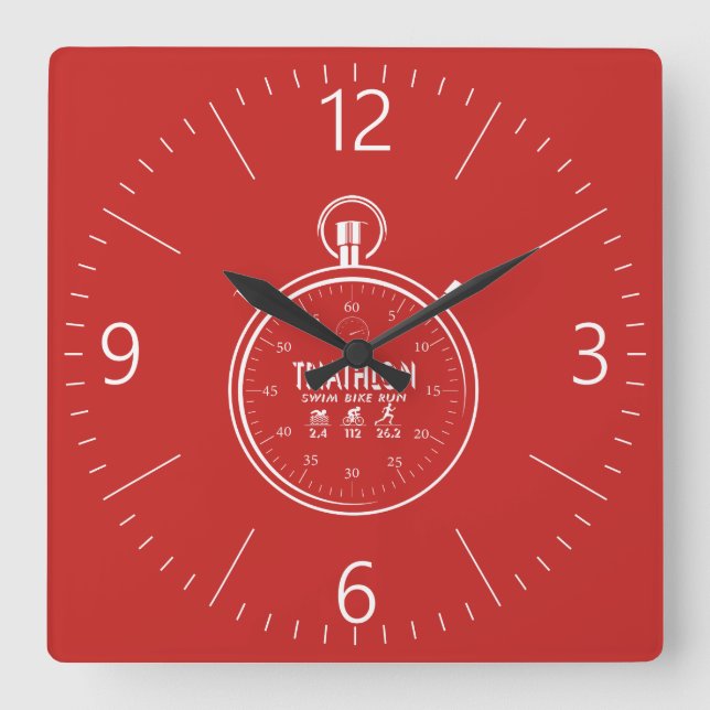 Triathlon Quadratische Wanduhr (Vorderseite)