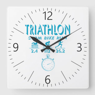 Triathlon Quadratische Wanduhr