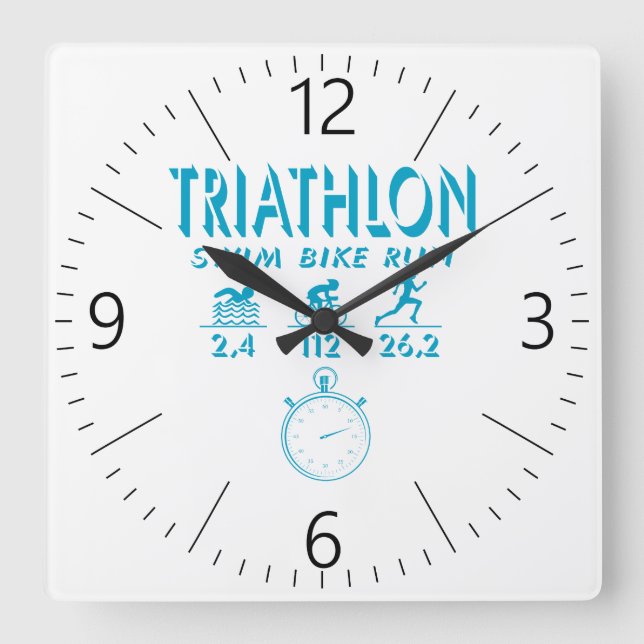 Triathlon Quadratische Wanduhr (Vorderseite)