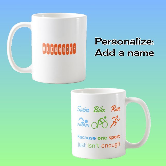 Triathlon Rad Run Zitat personalisierte Sportarten Tasse (Von Creator hochgeladen)