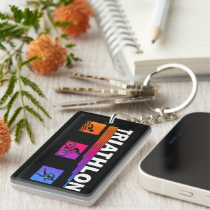 Triathlon: Schwimmen meistern, Fahrrad fahren, lau Schlüsselanhänger