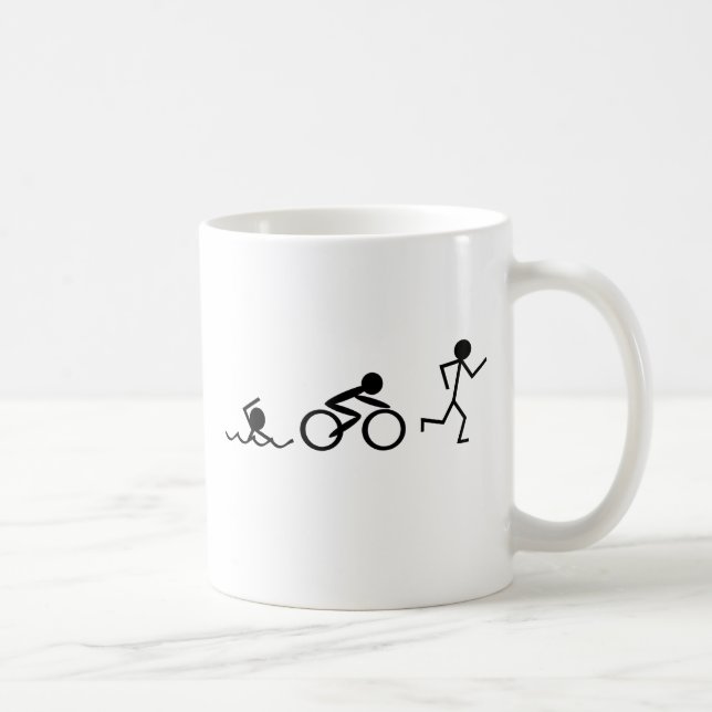 Triathlon-Strichmännchen Kaffeetasse (Rechts)