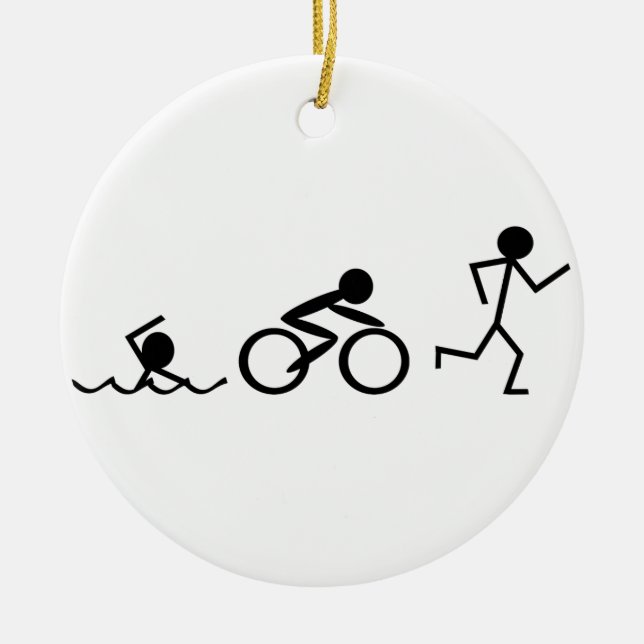 Triathlon-Strichmännchen Keramikornament (Vorne)