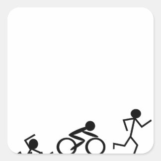 Triathlon Strichmännchen Quadratischer Aufkleber