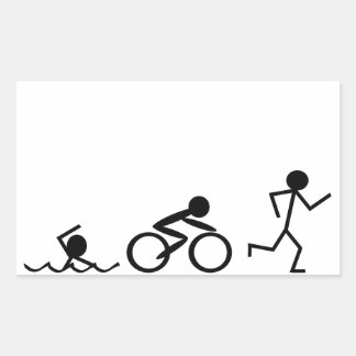 Triathlon Strichmännchen Rechteckiger Aufkleber