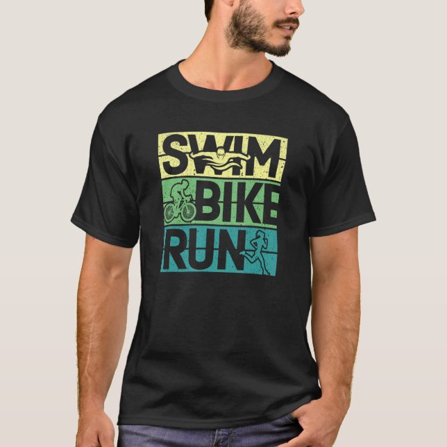 Triathlon Swim Bike Laufstrecke Triathleten Ausdau T-Shirt (Vorderseite)