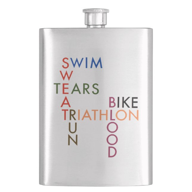 Triathlon Swim Bike Run Blood Sweat Tears Flachmann (Vorderseite)
