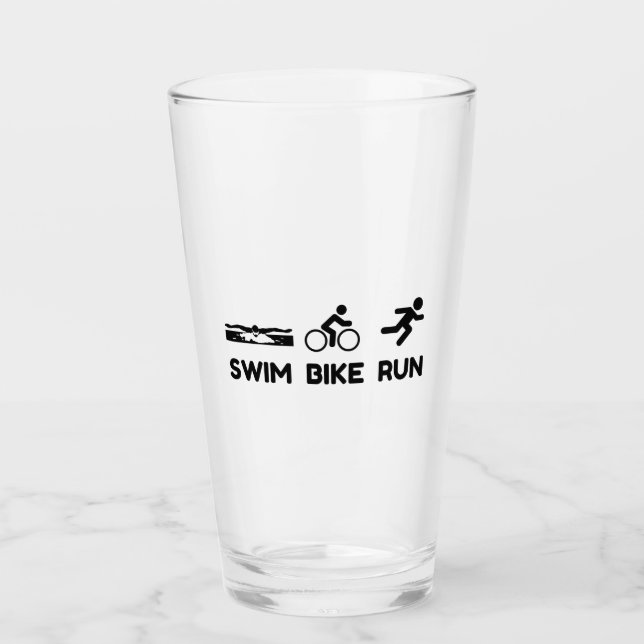 Triathlon Swim Bike Run Glas (Vorderseite)
